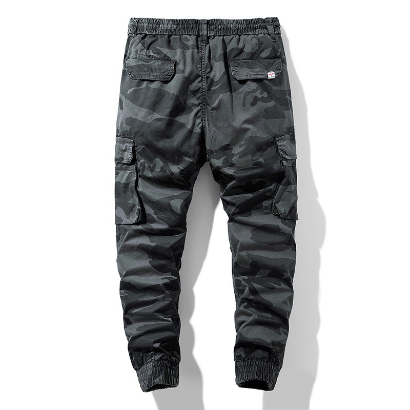 Herren Camouflage-Utility-Cargohose im Joggerstil mit Tunnelzugbund und verstärkten Kniepartien Nord Taschen