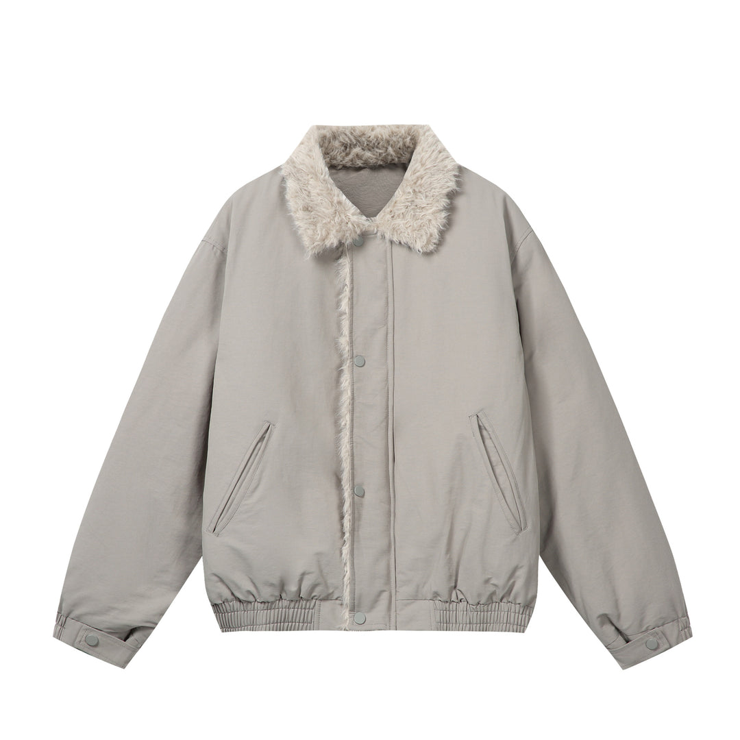 Damen Minimalistische Thermo‑Blousonjacke mit Kunstfell‑Umlegekragen und elastischem Tunnelzugsaum Nord Taschen