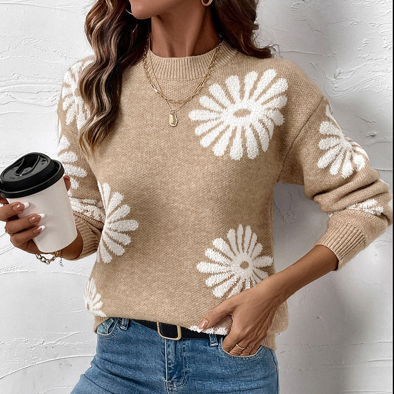 Damen Lässiger Pullover mit Blumenmuster Nord Taschen