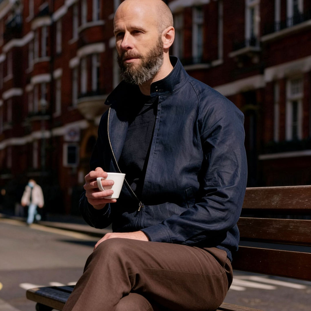 Herren Leichte Harrington-Jacke mit Stehkragen und Reißverschluss Nord Taschen