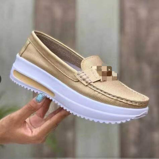 Damen  leichte Plateau-Slipper im Mokassinstil mit luftgepolsterter Gummisohle Nord Taschen