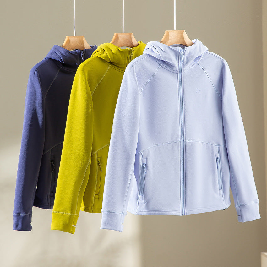 Damen Kapuzen-Fleecejacke mit durchgehendem Reißverschluss, ergonomischen Nähten und Reißverschlusstaschen Nord Taschen