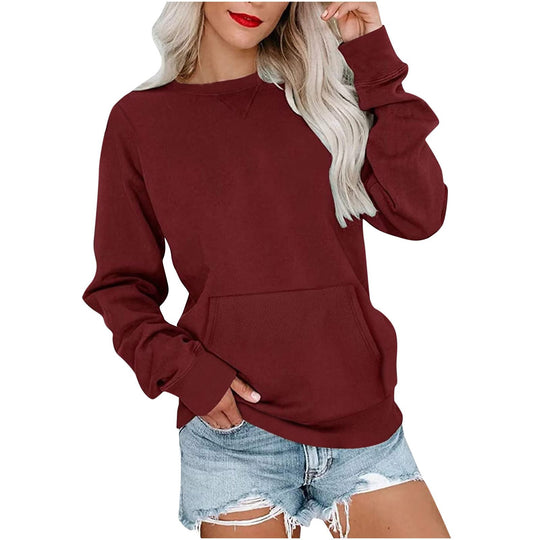 Damen Lockeres Sweatshirt mit Rundhalsausschnitt und Kängurutasche Nord Taschen