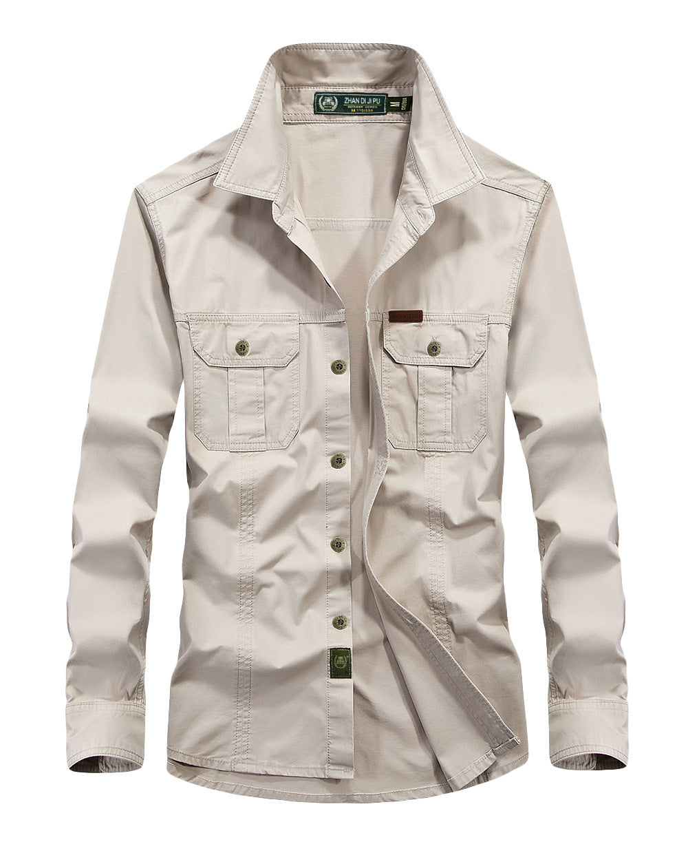 Herren leichtes Canvas-Fieldhemdjacke mit Brustpattentaschen und verstärkten Nähten Nord Taschen