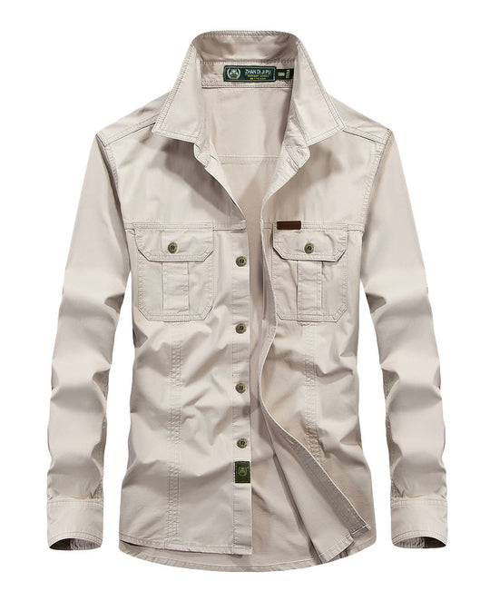 Herren leichtes Canvas-Fieldhemdjacke mit Brustpattentaschen und verstärkten Nähten Nord Taschen