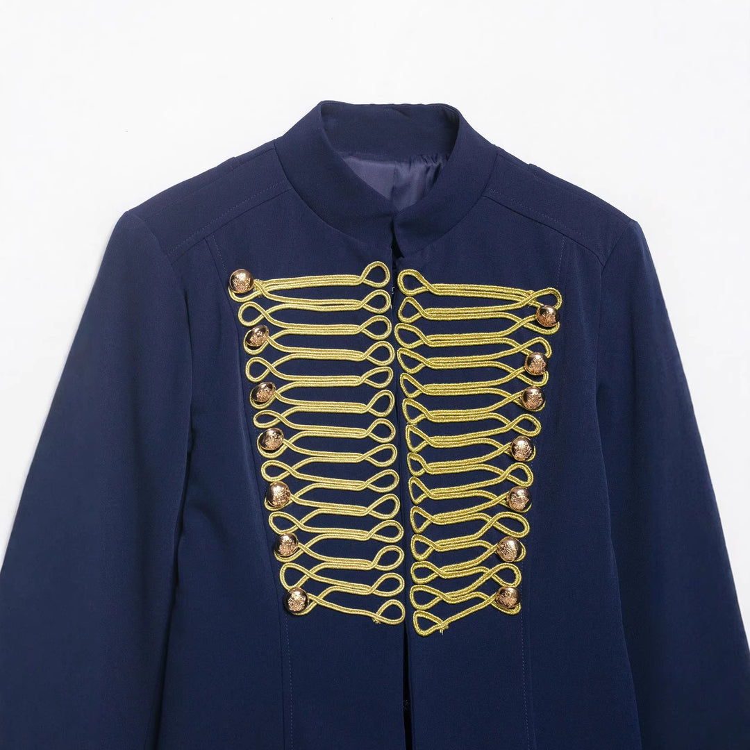 Damen Gala-Militärblazer im Parade‑Stil mit Kordelbesatz und Stehkragen Nord Taschen