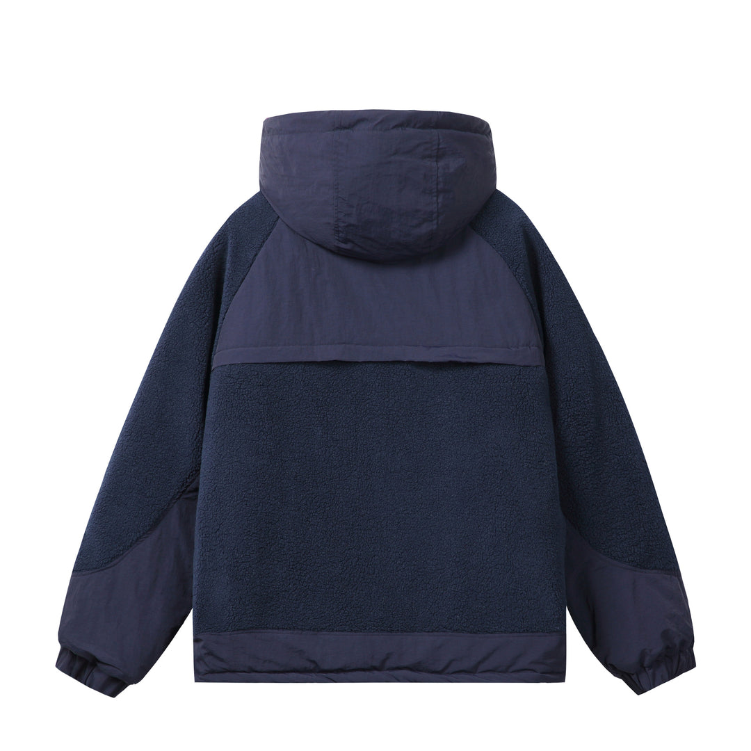 Unisex Boxy-Fleecejacke mit Kapuze und kontrastierenden Nylon-Einsätzen Nord Taschen