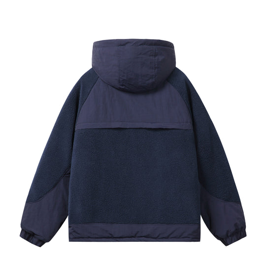 Unisex Boxy-Fleecejacke mit Kapuze und kontrastierenden Nylon-Einsätzen Nord Taschen