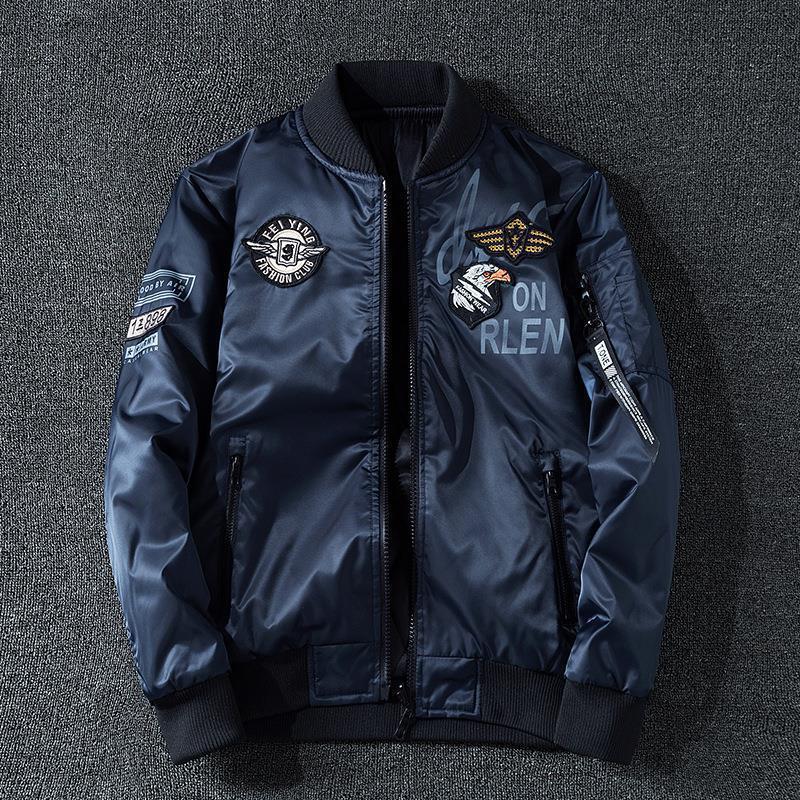 Herren Pilotenbomberjacke im Aviator-Look mit Badge-Applikationen, Ärmeltasche und gerippten Bündchen Nord Taschen
