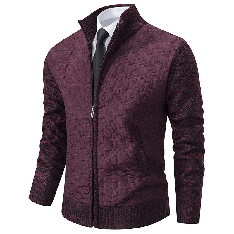 Herren Gesteppte Hybrid-Strickjacke mit Stehkragen, Kontrastärmeln und durchgehendem Reißverschluss Nord Taschen