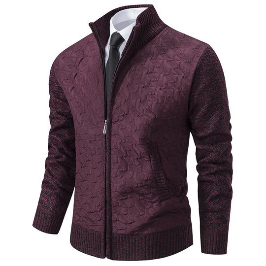 Herren Gesteppte Hybrid-Strickjacke mit Stehkragen, Kontrastärmeln und durchgehendem Reißverschluss Nord Taschen