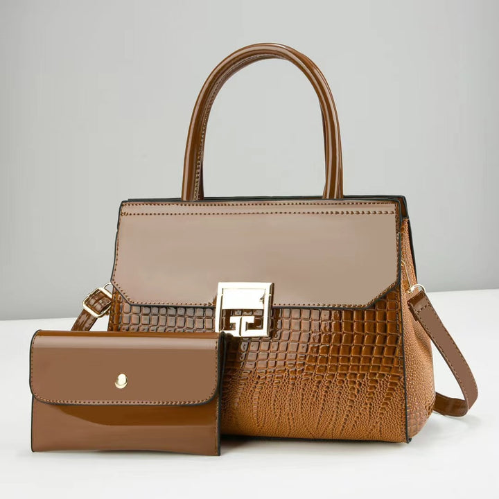 Damen Designer-Handtasche mit elegantem Kroko-Look und abnehmbarer Clutch Nord Taschen