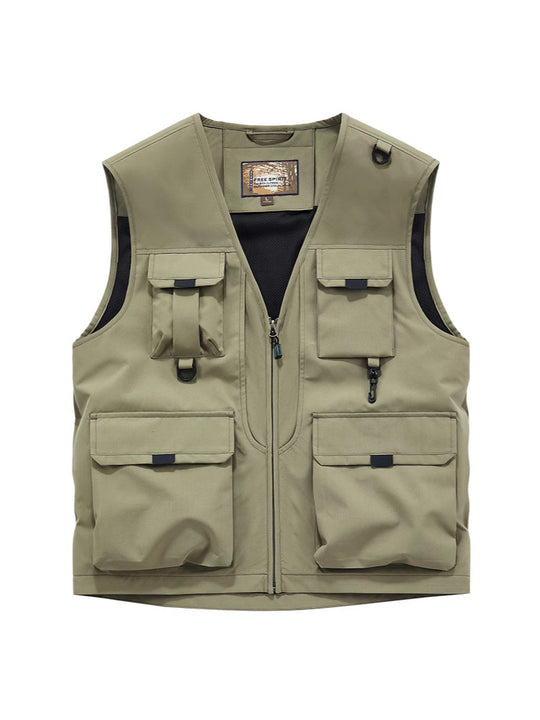 Herren Multifunktionale Utility-Weste mit Mehrfach‑Taschen und robustem Reißverschluss Nord Taschen