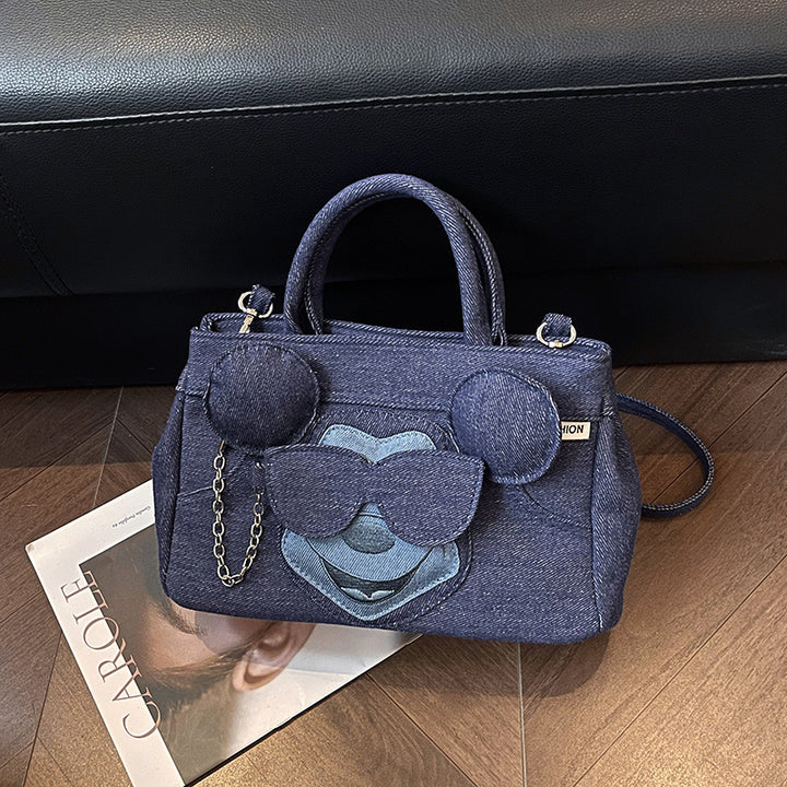 Damen Rucksack-Tasche mit süßem Tierdesign und robustem Denim Nord Taschen