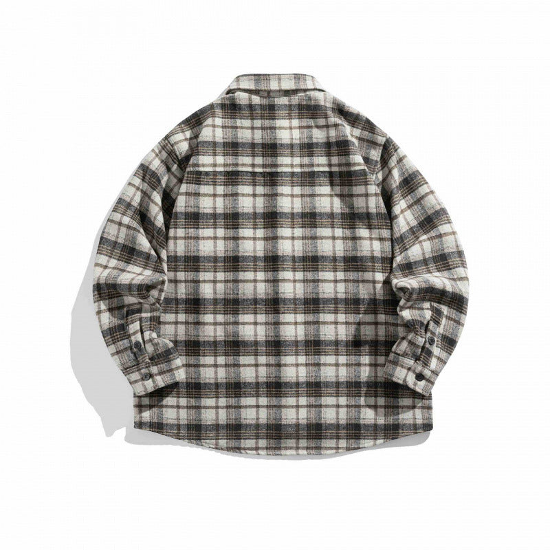 Unisex Karo-Flanell-Overshirt mit kastigem Schnitt und aufgesetzter Brusttasche Nord Taschen