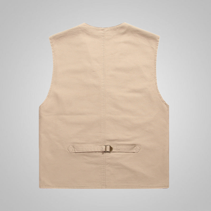 Herren Baumwoll-Canvas-Utility-Weste mit gestreiftem Innenfutter und aufgesetzten Taschen Nord Taschen