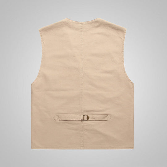 Herren Baumwoll-Canvas-Utility-Weste mit gestreiftem Innenfutter und aufgesetzten Taschen Nord Taschen