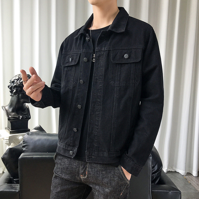 Herren schmal geschnittene Denim-Truckerjacke mit minimalistischer Nahtführung Nord Taschen