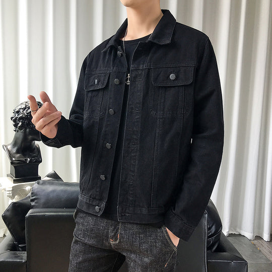 Herren schmal geschnittene Denim-Truckerjacke mit minimalistischer Nahtführung Nord Taschen