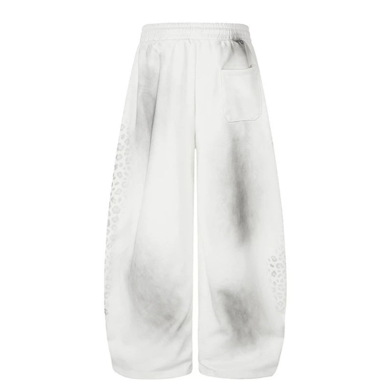 Damen Weite Palazzo-Sweathose mit Komfortbund, Kordelzug und Leo-Seitenprint Nord Taschen