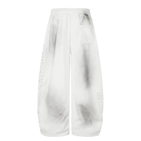 Damen Weite Palazzo-Sweathose mit Komfortbund, Kordelzug und Leo-Seitenprint Nord Taschen