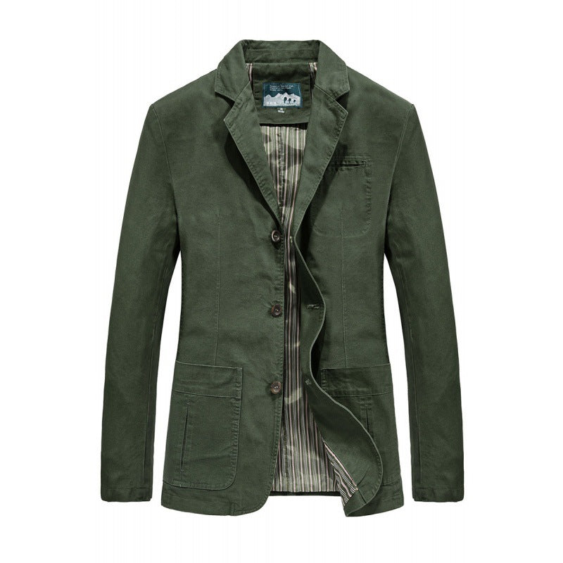 Herren  legeres Baumwoll-Twill Sakko mit aufgesetzten Taschen und gestreiftem Innenfutter Nord Taschen