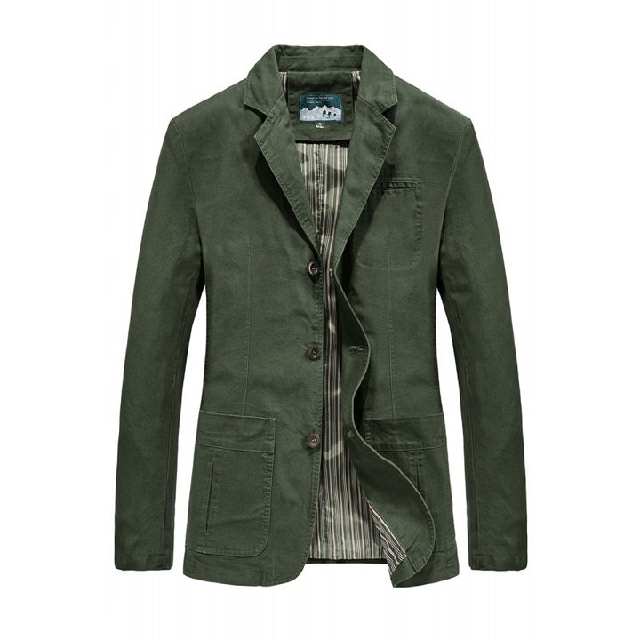 Herren  legeres Baumwoll-Twill Sakko mit aufgesetzten Taschen und gestreiftem Innenfutter Nord Taschen