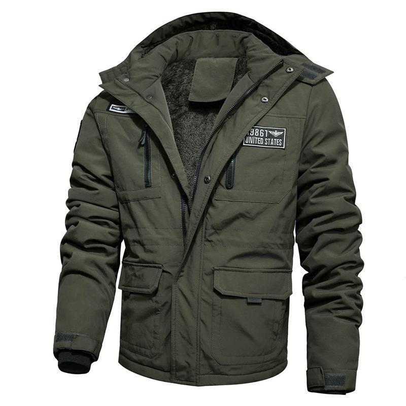 Herren Thermo-Fieldjacke mit Teddyfleece-Innenfutter, Utility-Taschen und winddichter Front Nord Taschen