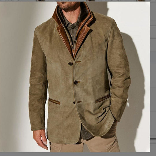 Herren Wildleder-Sakko mit herausnehmbarer Leder-Innenweste Nord Taschen