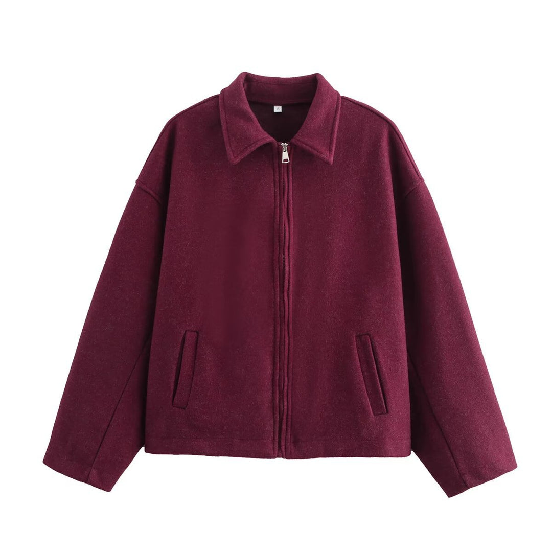 Damen Oversize Wollmix-Boxyjacke mit durchgehendem Reißverschluss und Eingrifftaschen Nord Taschen