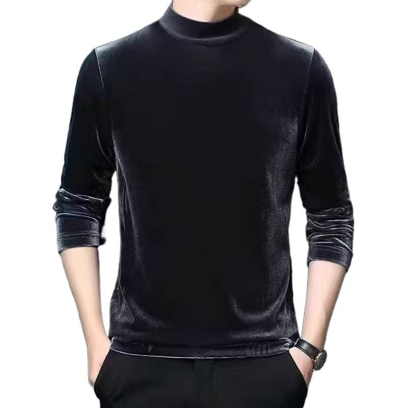 Herren Feiner Samt-Halbrollkragenpullover Slim-Fit Nord Taschen