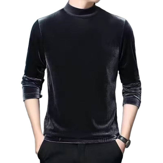 Herren Feiner Samt-Halbrollkragenpullover Slim-Fit Nord Taschen
