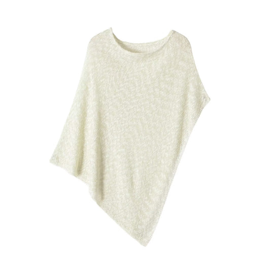 Damen Leichter Strickponcho mit asymmetrischem Saum und weitem Rundhalsausschnitt Nord Taschen