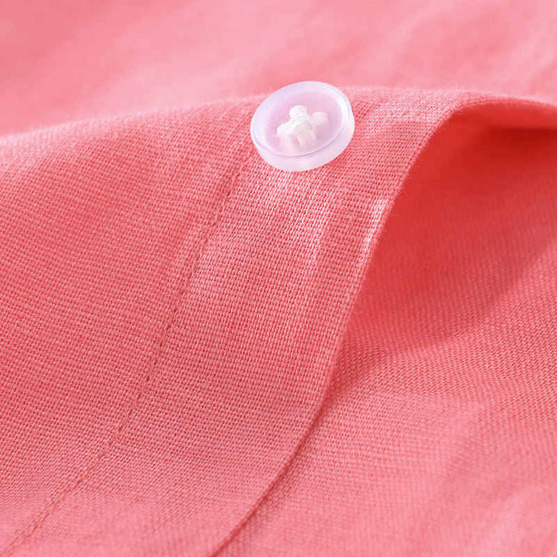 Herren Leinenmix-Layering-Overshirt mit Kentkragen, gerundetem Saum und Soft‑Touch Nord Taschen