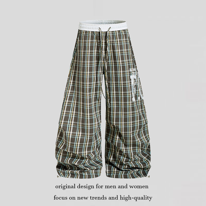 Damen Karierte Culotte-Palazzo-Hose mit elastischem Komfortbund und verstellbarem Ballon-Saum Nord Taschen