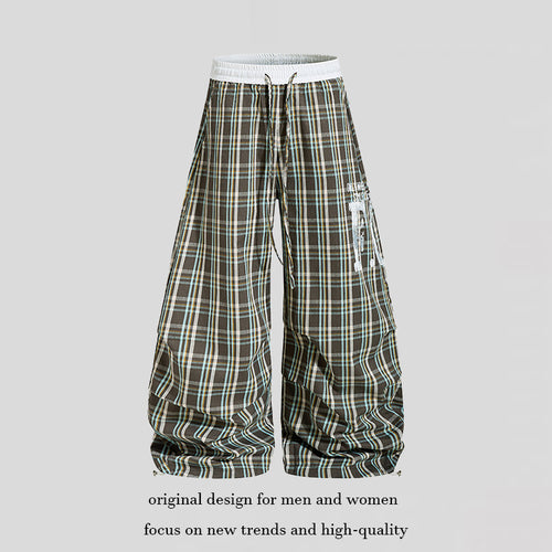 Damen Karierte Culotte-Palazzo-Hose mit elastischem Komfortbund und verstellbarem Ballon-Saum Nord Taschen