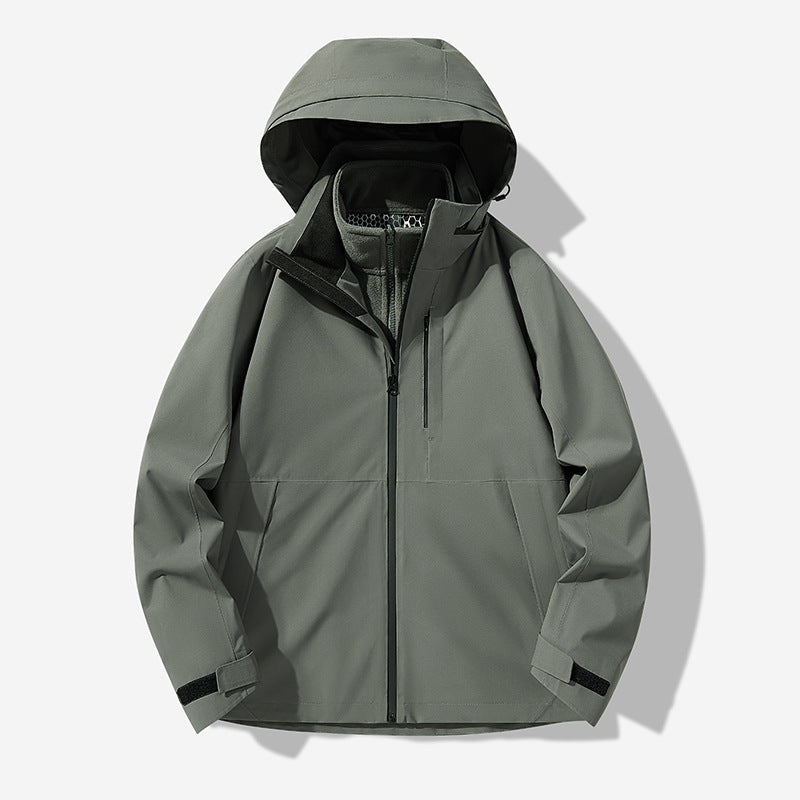 Herren Wasserdichte technische Softshell-Hybridjacke mit integriertem Fleecefutter und verstellbarer Kapuze Nord Taschen