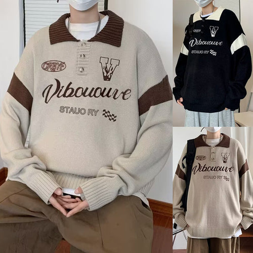 Herren Lässiger Strickpullover mit Polo-Kragen Nord Taschen