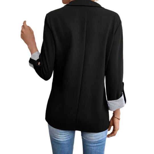 Damen Casual-Blazer mit gekrempelten Ärmeln und gestreiftem Futter Nord Taschen