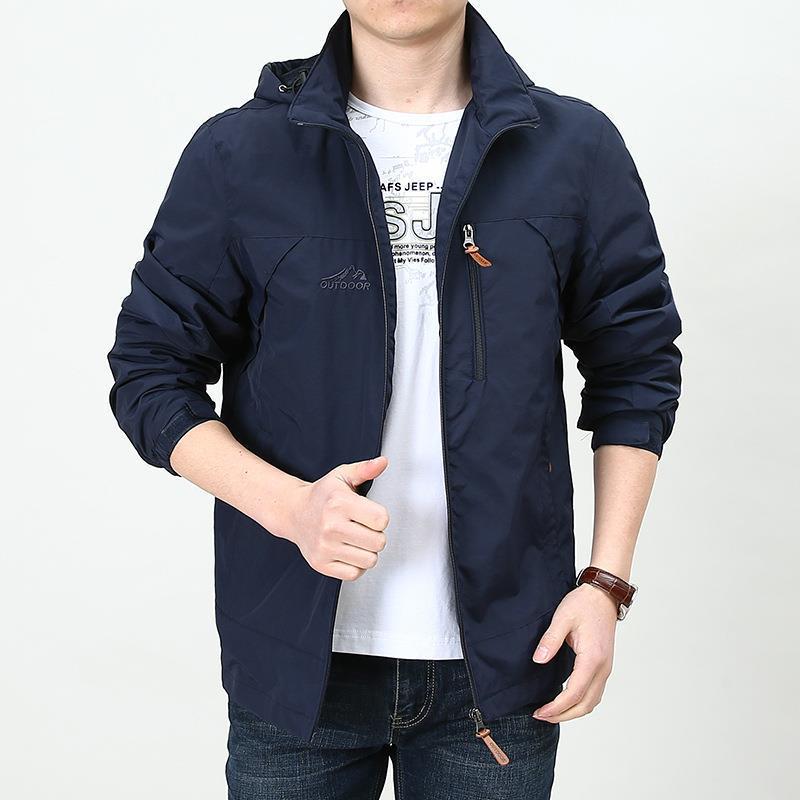 Herren Leichter winddichter Nylon-Blouson mit Stehkragen und Brustreißverschlusstasche Nord Taschen