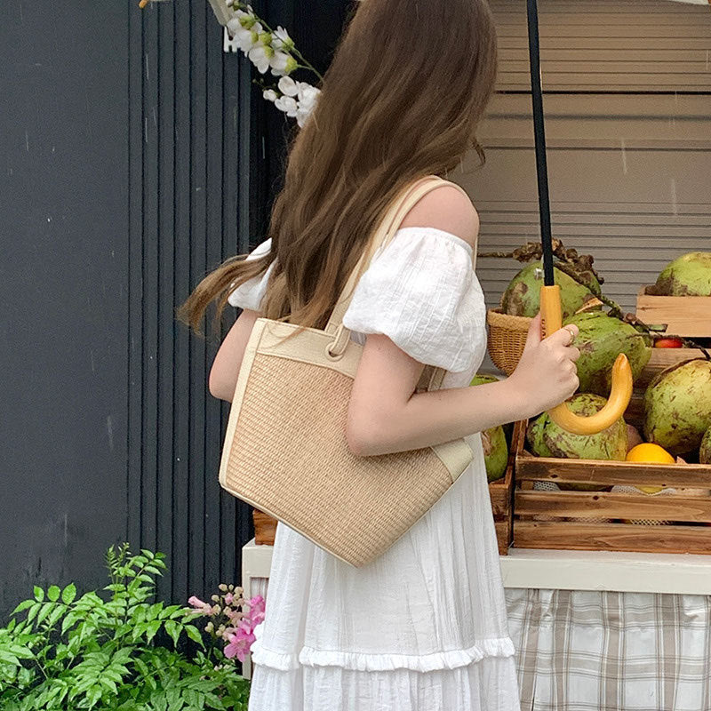 Damen Shopper-Tasche mit geflochtenem Struktur-Design und abnehmbarem Innenbeutel Nord Taschen