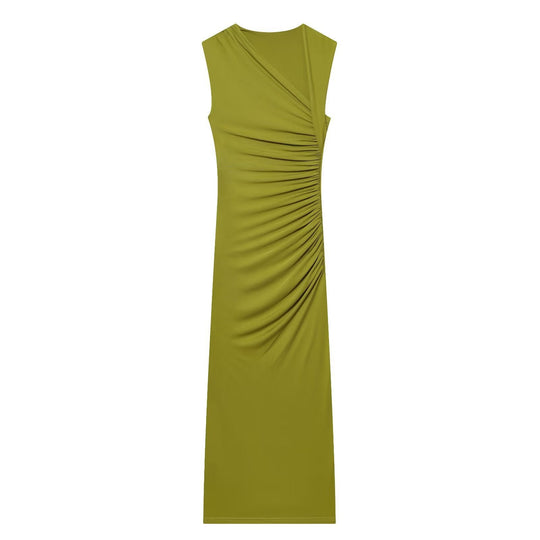 Damen ärmelloses Maxikleid mit raffinierten Rüschendetails und elegantem Schnitt