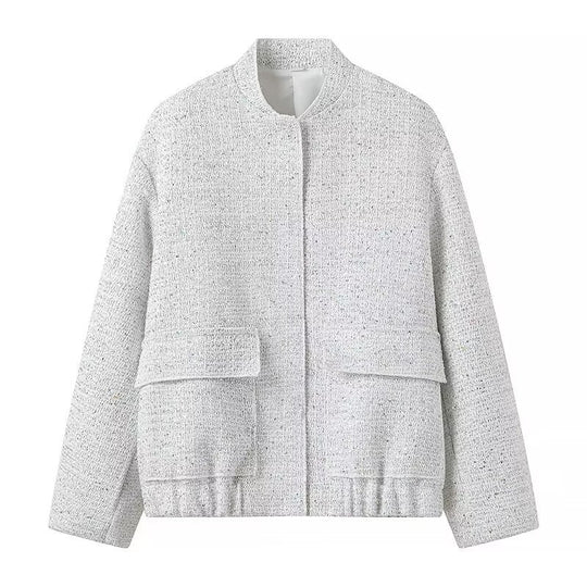 Damen verzierte Bouclé-Bomberjacke mit Pailletten und Strass Nord Taschen