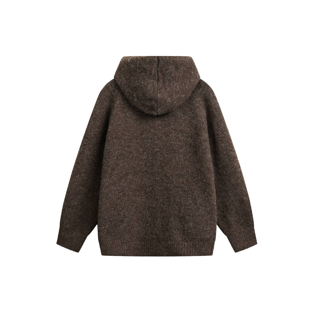 Damen Wollmix‑Cape‑Cardigan mit Kapuze, Knopfleiste und Raglanärmeln Nord Taschen