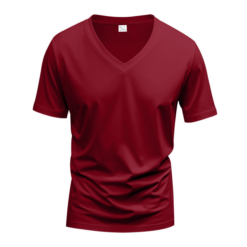 Herren V-Ausschnitt T-Shirt aus atmungsaktivem Baumwollmix mit modernem Schnitt