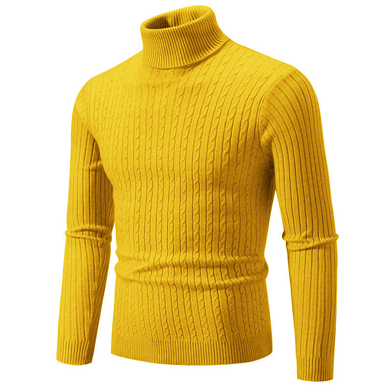 Herren Rollkragenpullover mit Zopfstrick und schlanker Passform Nord Taschen