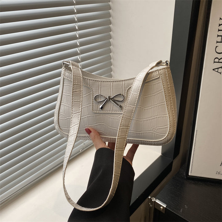 Damen elegante Handtasche mit Krokodilprägung und Schleifendetail Nord Taschen