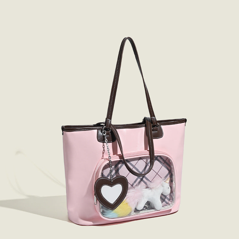 Damen Shopper-Tasche mit einzigartigem Herzmotiv und durchsichtiger Front Nord Taschen
