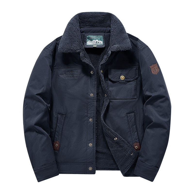 Men's  rugged sherpa-lined canvas chore jacket with stand collar and button-flap chest pocket Nord Taschen