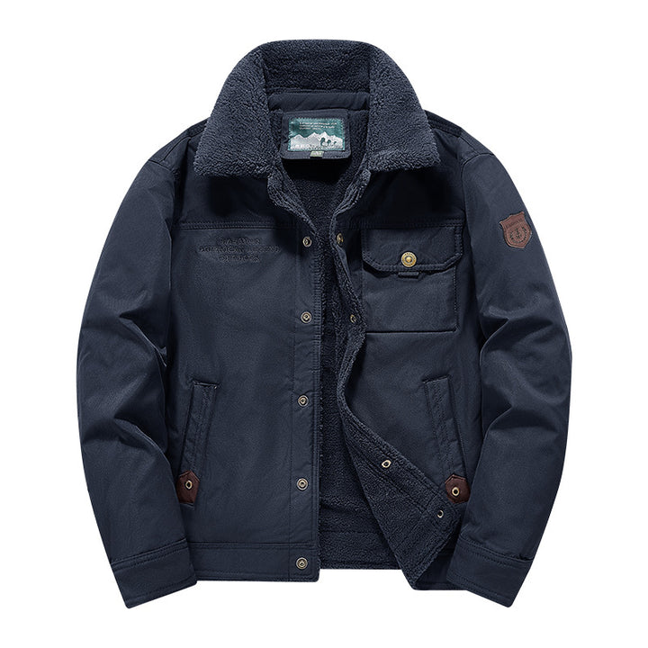 Men's  rugged sherpa-lined canvas chore jacket with stand collar and button-flap chest pocket Nord Taschen